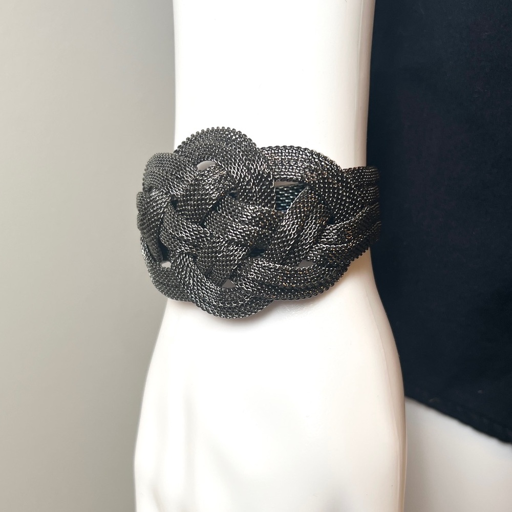 Y2K Era mesh braided steel cuff bracelet adjustable